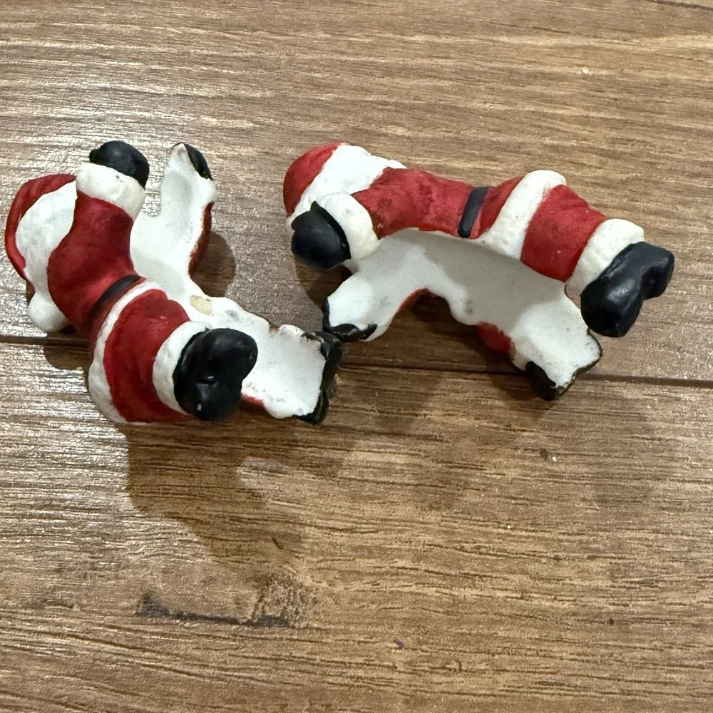 Santa Claus Ceramic Candle Huggers Vintage Christmas Lot of 2 Vtg Hugger